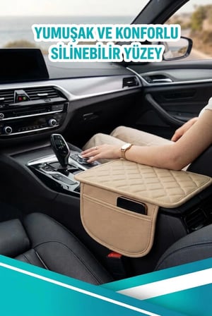 CHRYSLER SEBRİNG Uyumlu Cepli Deri Kolçak Minderi Koruyucu Örtü Krem Deri Krem Dikiş