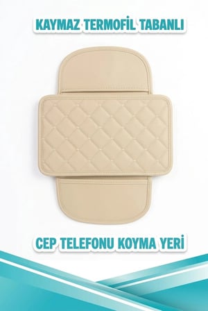 CHRYSLER SEBRİNG Uyumlu Cepli Deri Kolçak Minderi Koruyucu Örtü Krem Deri Krem Dikiş