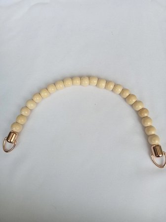 18 CM UÇLARI GOLD METAL HALKALI  KREM AHŞAP BONCUKLU C MODEL ÇANTA SAPI-TEKLİ