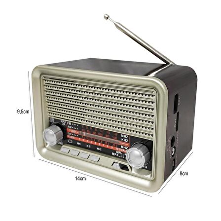 RADYO NOSTALJİ ŞARJLI PİLLİ BT/USB/SD/AUX/FM CMİK MK-159BT