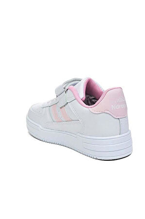 Ndrops 08-24 Deri Kız Çocuk Sneaker Beyaz Pembe 31-35