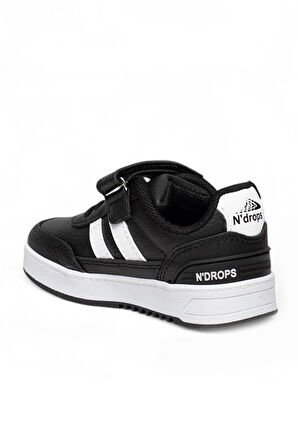 Ndrops 016-24 Deri Erkek Çocuk Sneaker Siyah Beyaz 31-35