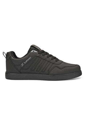 Luttoon 4189-24 Deri Anatomik Hafıza Taban Erkek Sneaker Siyah Füme