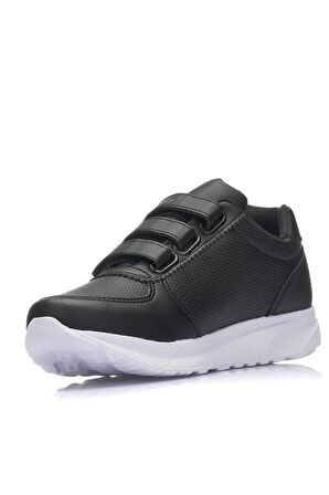 Parley 918-24 Deri Cırtlı Anatomik Kadın Sneaker Siyah Beyaz