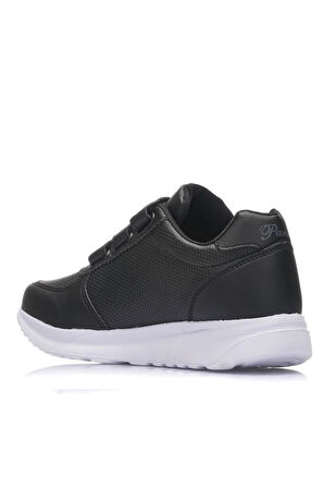 Parley 918-24 Deri Cırtlı Anatomik Kadın Sneaker Siyah Beyaz