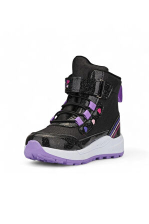 Tutinom 138-24 Deri Simli Kız Çocuk Bot Siyah Lila