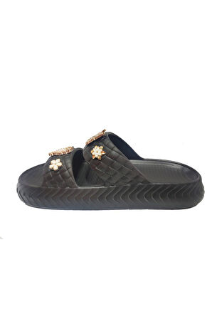 Apella E800-17-25 Yeni Örgülü Taşli Kadın Terlik