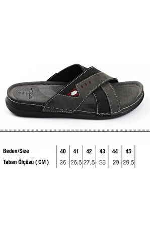 Gezer 11474-25 Deri Anatomik Çapraz Bant Erkek Terlik
