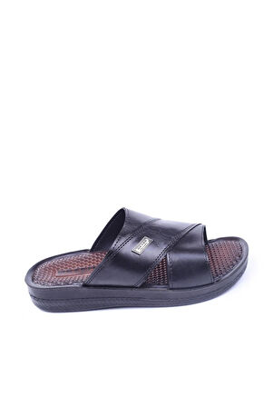 Gezer 10454-25 Deri Anatomil Çapraz Bant Erkek Terlik