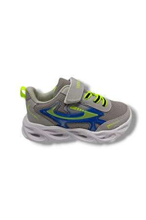 Wisco 069-25 Deri Anorak Işıklı Çocuk Sneaker Buz Füme Sarı 31-35