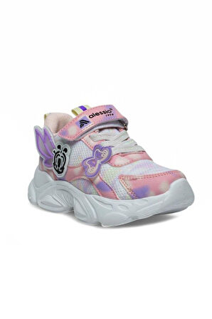 Alessio 034-25 Simli Kelebek Kız Çocuk Sneaker Pembe Beyaz 31-35