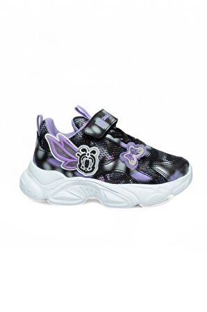 Alessio 034-25 Simli Kelebek Kız Çocuk Sneaker Lila Siyah Beyaz 26-30