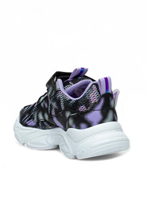 Alessio 034-25 Simli Kelebek Kız Çocuk Sneaker Lila Siyah Beyaz 31-35