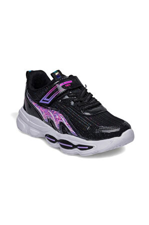 Alessio 010-25 Simli Maskotlu Kız Çocuk Sneaker Siyah Lila 26-30