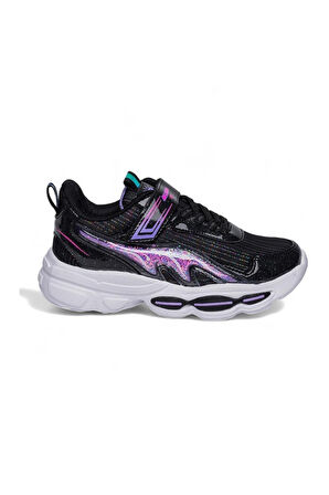 Alessio 010-25 Simli Maskotlu Kız Çocuk Sneaker Siyah Lila 26-30