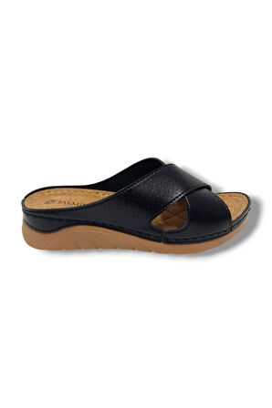 Jasmine 4002-25 Deri Comfort Çapraz Bant Kadın Terlik