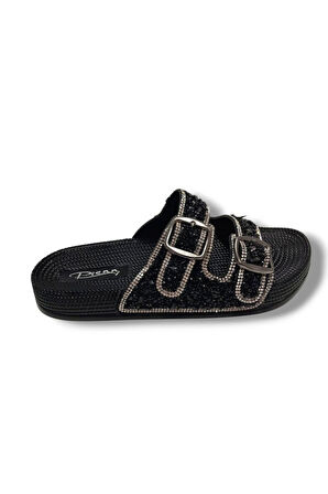 Pienn 20057-001 Anatomik Fashion Taşlı  Kadın Terlik