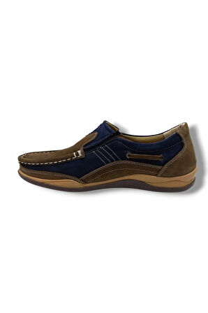 Master 1706-25 Hakiki Nubuk Deri Casual Erkek Ayakkabı Vizon Lacivert