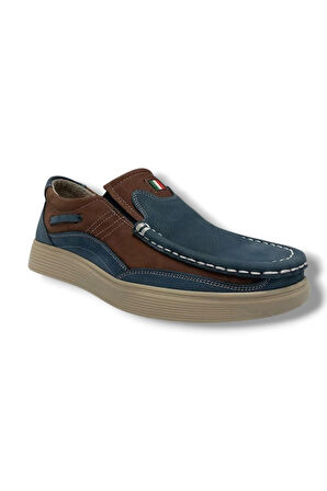 Master 1707-25 Hakiki Nubuk Deri Casual Erkek Ayakkabı Mavi Kahve Buz