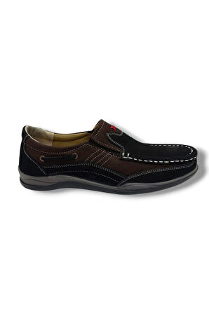 Master 1710-25 Hakiki Nubuk Deri Casual Erkek Ayakkabı Siyah Kahve