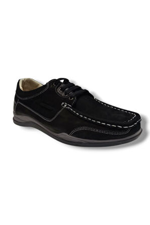 Master 1712-25 Hakiki Nubuk Deri Casual Erkek Ayakkabı Siyah