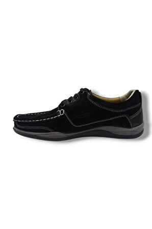 Master 1712-25 Hakiki Nubuk Deri Casual Erkek Ayakkabı Siyah