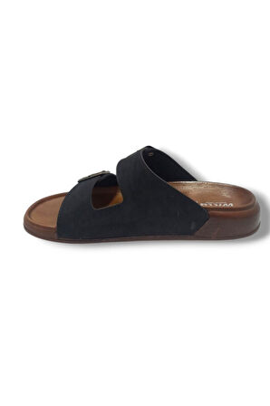 Witta 54201-25 Deri Çift Bant Anatomik Erkek Terlik