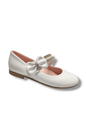 İremsu Rugan Deri Taşlı Çift Bantlı Kız Çocuk Babet 26-30