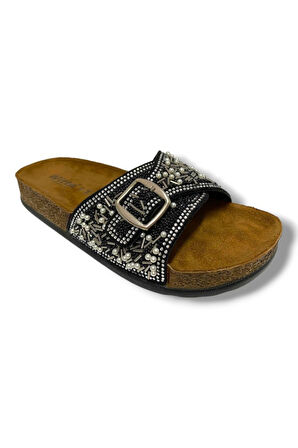 Witta 55403-25 Tek Bant Boncuk Taşli Anatomik Kadın Terlik