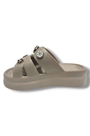 Twingo 510-25 Eva Taşlı Çift Bantlı Kalın Taban Kadın Terlik