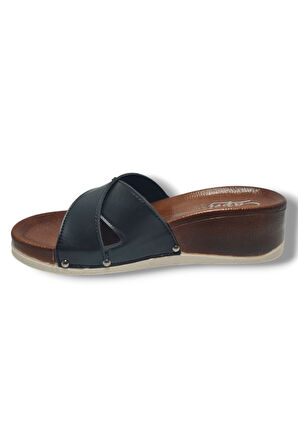 Capri 9002-25 Deri Çapraz Bant Capri Tokalı Kadın Terlik