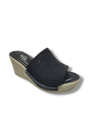 Daye 9905-25 Triko Hasır Taban Dolgu Topuk Kadın Terlik