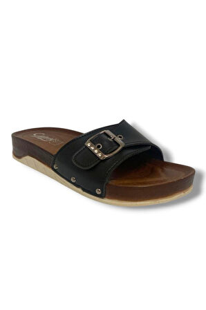Capri 9002-25 Deri Tek Bant Tokalı Kadın Terlik