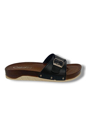 Capri 9002-25 Deri Tek Bant Tokalı Kadın Terlik