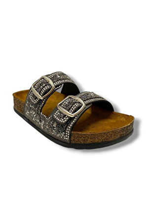 Witta 55704-25 Boncuk Taşli Çift Bant Anatomik Kadın Terlik