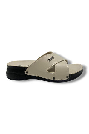 Parmi 25505-25 Deri Anatomik Çapraz Bant Dolgu Kadın Terlik