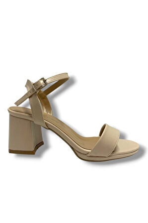 Aydemir 1441-25 Deri Tek Bant Kalın Topuk Kadın Sandalet