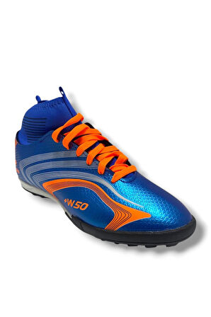 Walked 435-25 Erkek Çoraplı Halı Saha Krampon Mavi Turuncu