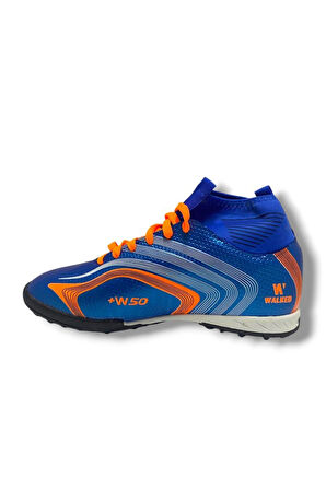 Walked 435-25 Erkek Çoraplı Halı Saha Krampon Mavi Turuncu