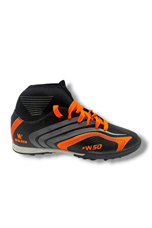 Walked 435-25 Çoraplı Halı Saha Krampon Siyah Turuncu 36-39