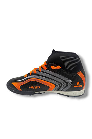 Walked 435-25 Çoraplı Halı Saha Krampon Siyah Turuncu 36-39