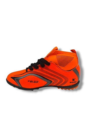 Walked 435-25 Çocuk Çoraplı Halı Saha Krampon Turuncu Siyah 31-35