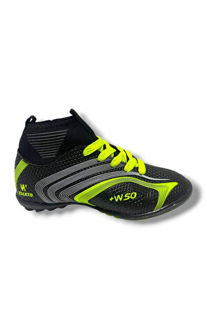 Walked 435-25 Çocuk Çoraplı Halı Saha Krampon Siyah Sarı 31-35