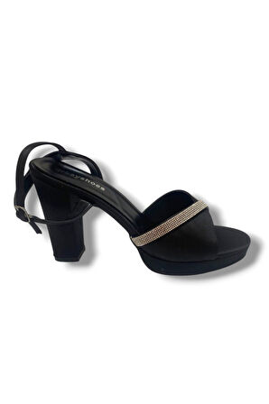 Erbay 363-25 Üçgen Bant Taşlı Yüksek Topuk Kadın Sandalet