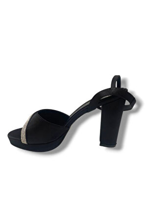 Erbay 363-25 Üçgen Bant Taşlı Yüksek Topuk Kadın Sandalet