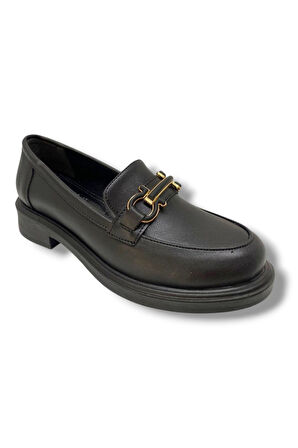 Fancy 129-25 Deri Anatomik Şerit Tokalı Loafer Kadın Ayakkabı