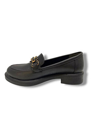 Fancy 129-25 Deri Anatomik Şerit Tokalı Loafer Kadın Ayakkabı