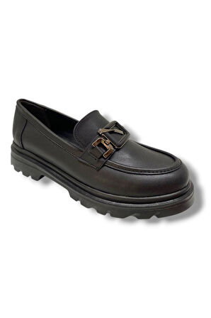 Fancy 819-25 Deri Anatomik Q Tokalı Loafer Kadın Ayakkabı