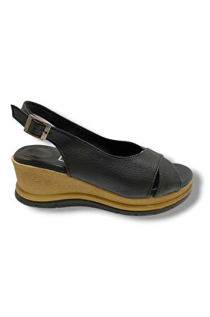 C-Shoes KA06-25 Deri Anatomik Dolgu Topuk Kadın Sandalet