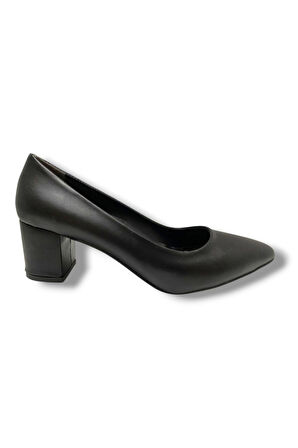 C-Shoes CV100-25 Deri Sivri Burun Kalın Topuklu Kadın Ayakkabı 41-42